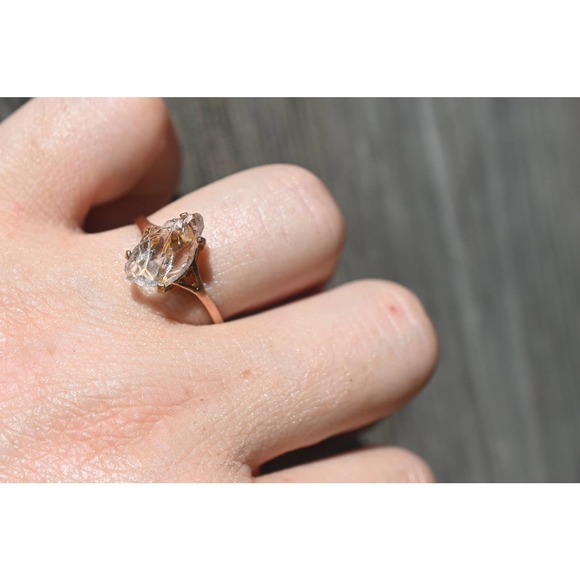 14k Rose Gold Ring Raw Stone Ring Rough Diamond Ring Wedding Band Unique - Picture 3 of 3